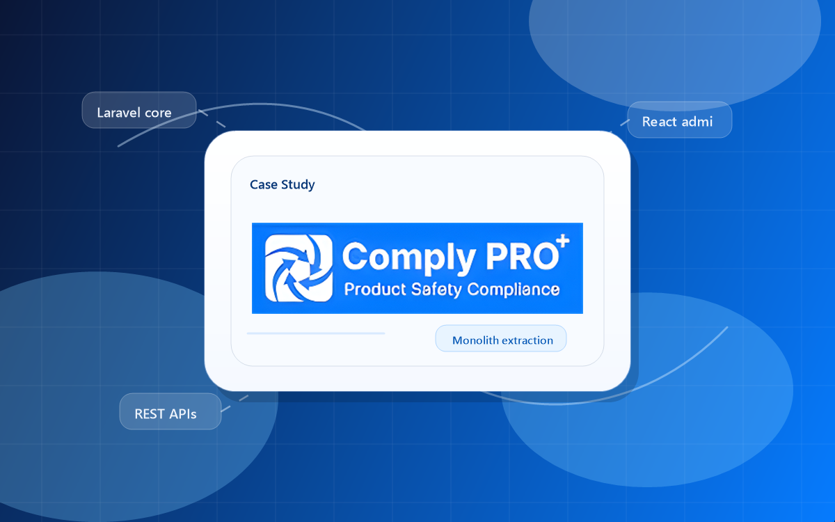 Comply PRO+ wordmark inside a branded admin modernization graphic